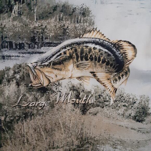 North River Crappie Bass Fishing Shirt Mens M Short Sleeve Button Up Fish Nature - Picture 4 of 10